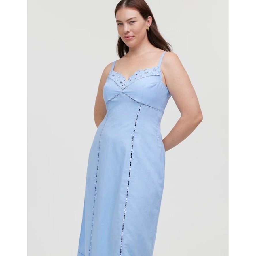 midi wedding dress plus size Swiss Dot Puff Sleeve Midi Wedding Dress | Square Neck