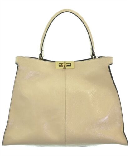 FENDI Peekaboo X Lite Hand Bag Patent Leather Beige 8BN304 2200427656103 - Picture 1 of 14