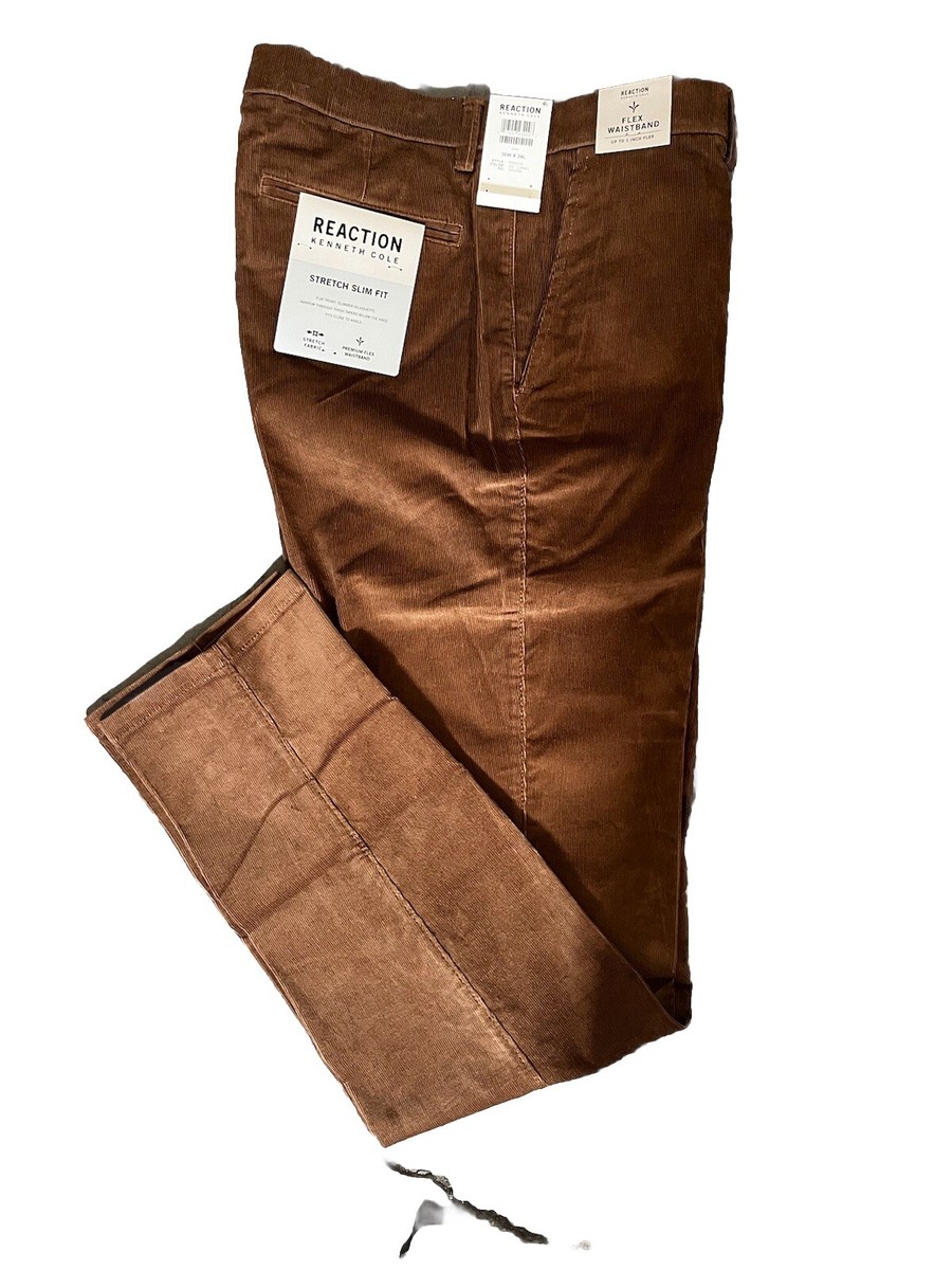 Kenneth Cole Slim-Fit Corduroy Pants Mens 31 x 30 Camel