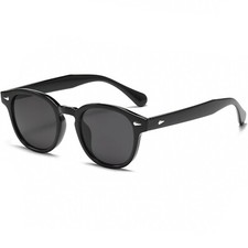 Circle Summer Beach Men Women Round Black Tint Shades Black Frame Sunglasses