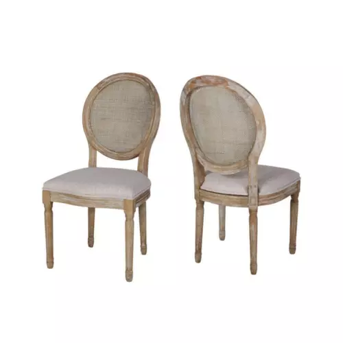 Noble House Upholstered Dining Chair 19.5" Fabric Armless Beige w/ Wood Frame