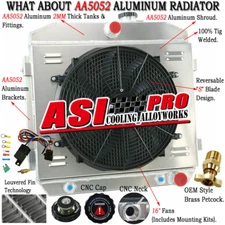 3 Rows Radiator Electric Fan Shroud Fit 1955-1957 56 Chevrolet Bel Air Nomad V8