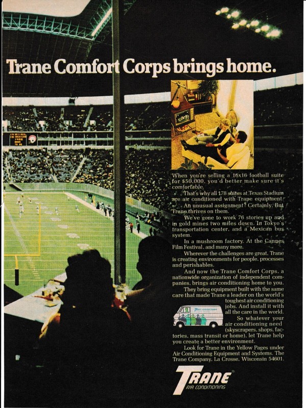 Trane Air Conditioning 2 print ads The Saturday Evening Post Time 1951-1978