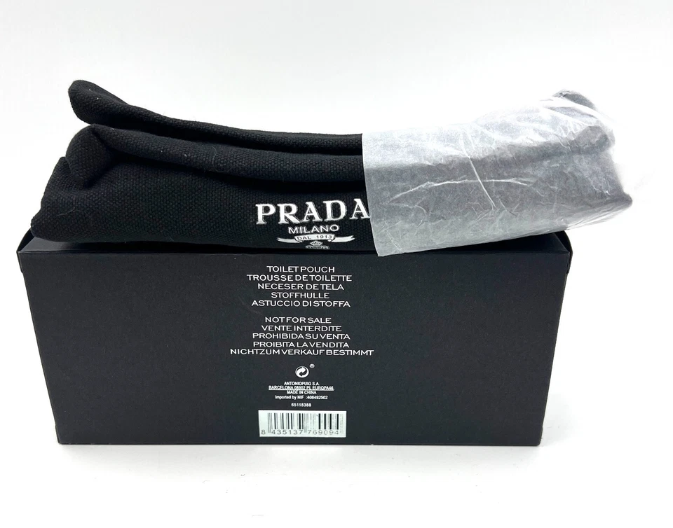 Novo na caixa! Bolsa tote de lona Prada com alça ~ Preta - Imagem 4 de 4