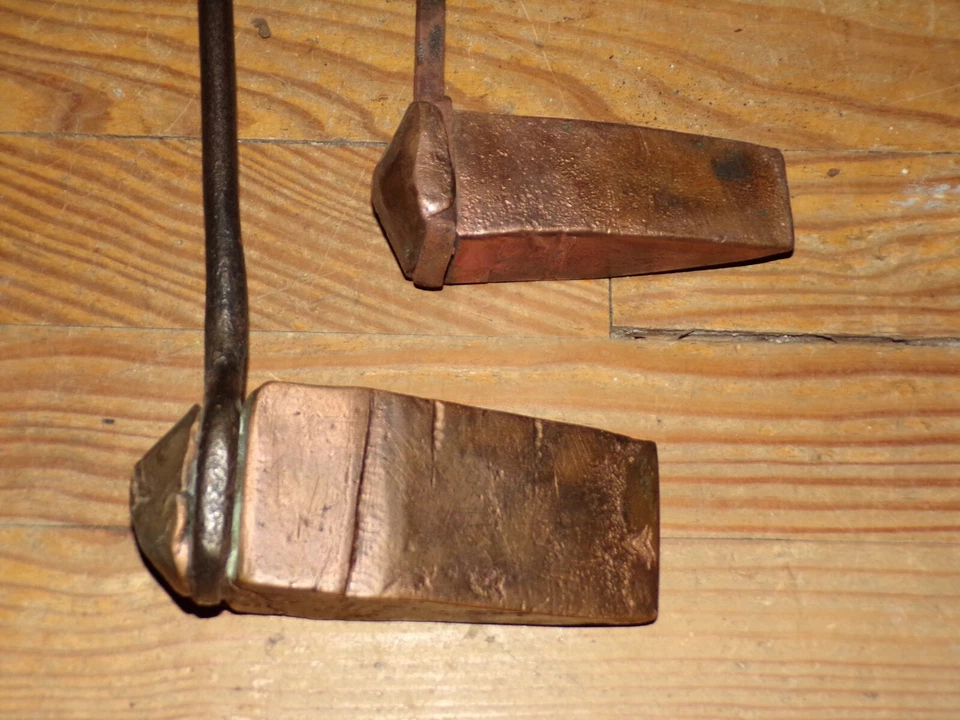 2 fers à souder ancien panne cuivre, tige acier  - Photo 2/4