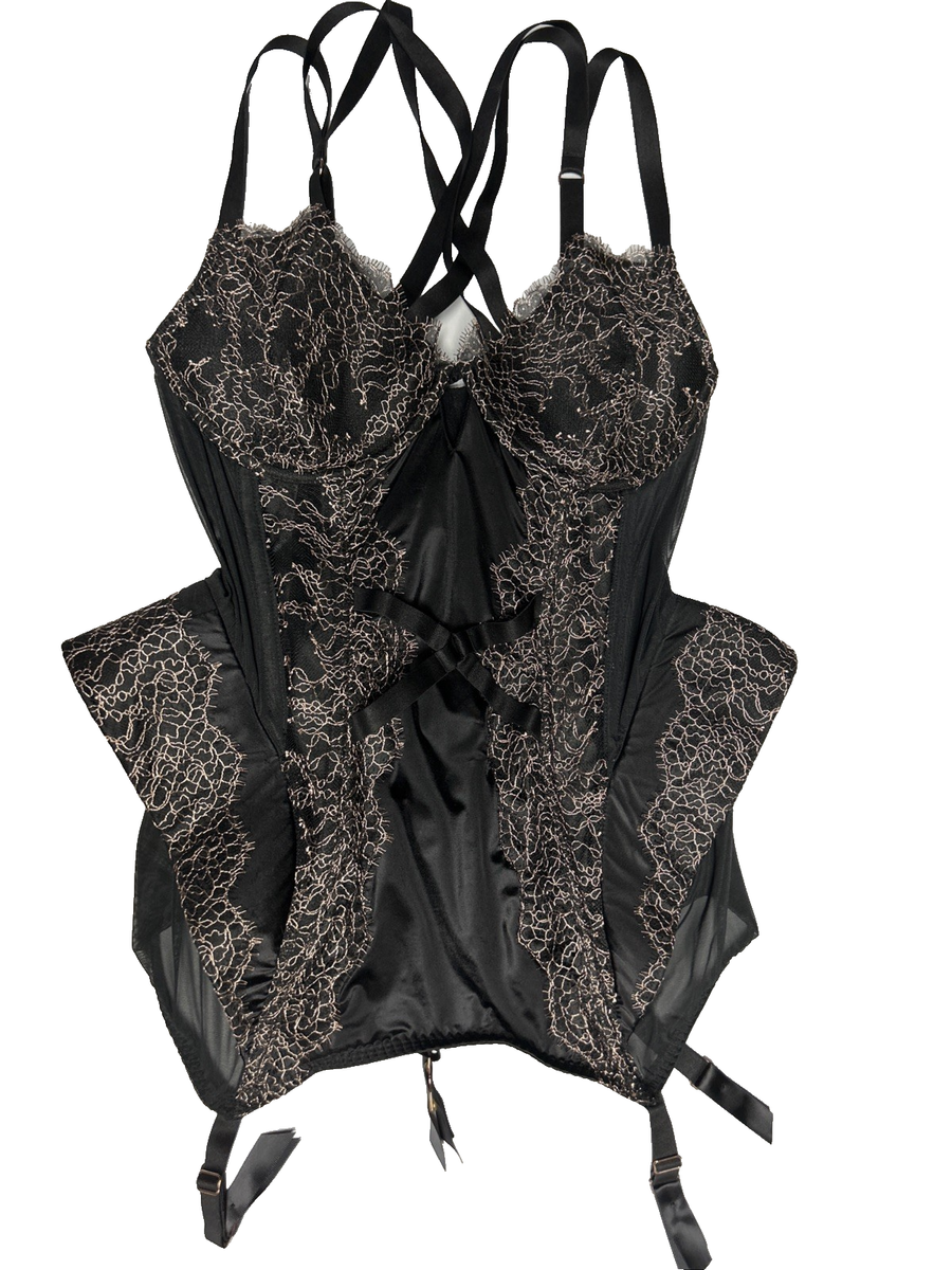 トップス MEDI LINGERIE LIKE PEPLUM BUSTIER BLACK Victorias Secret Strappy Peplum Corset Bustier Black 36D