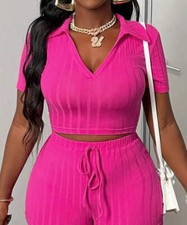 Women's Stretchy Casual Bodysuit Set - Chic V-Neck Design in Soft Polyester  Sp