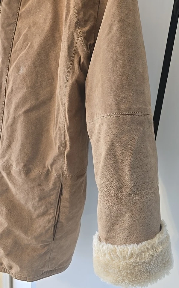 St. John's Bay Washable Suede Coat Faux Fur, Lined, Hood Zipper XL  - Image 4 of 4