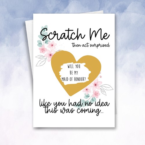 Personalizado Will You Be My Bridesmaid Dama de Honor Rasguño Flor Niña Invitación - Imagen 2 de 10