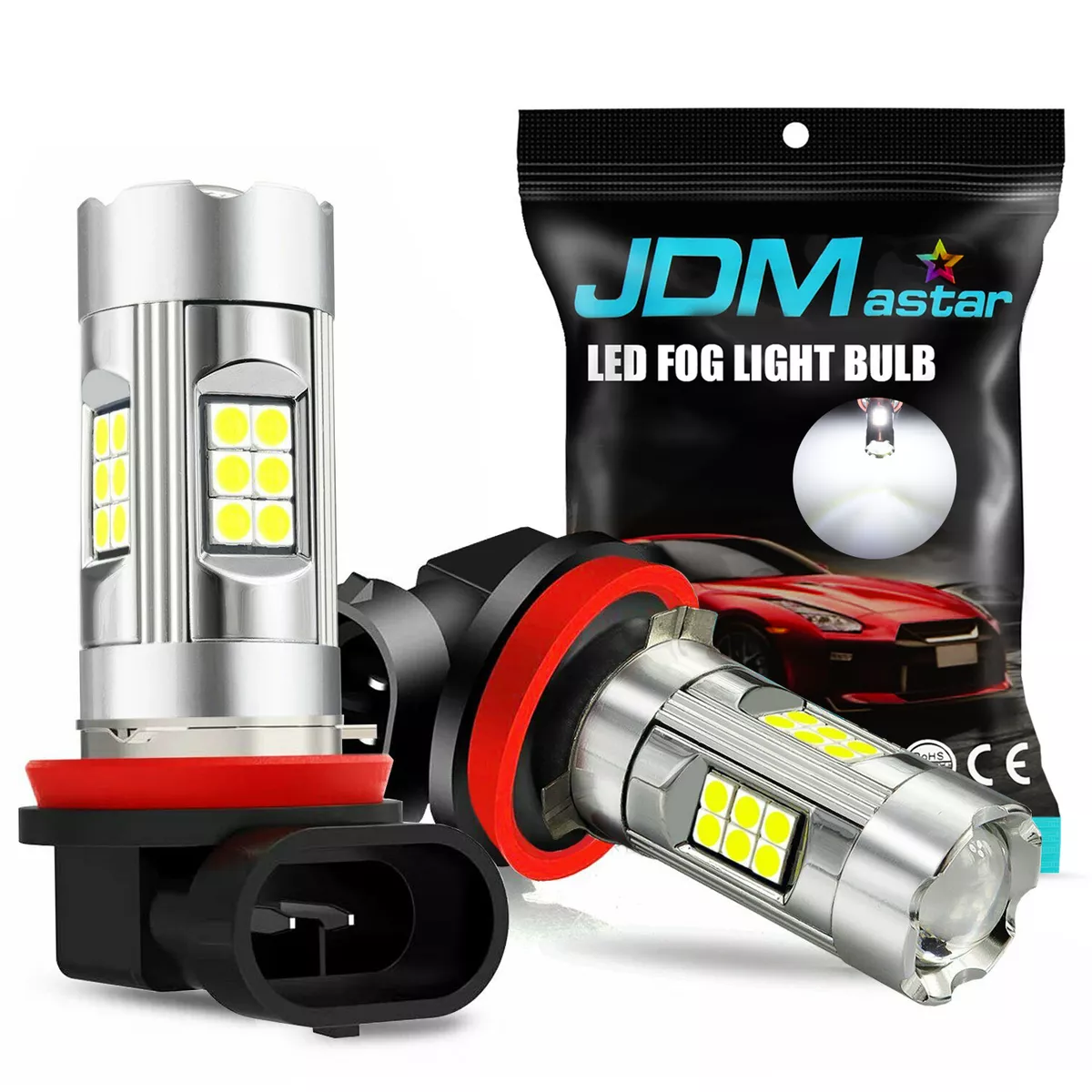 JDM ASTAR Pair 1600Lm H11 H16 H8 LED Fog Driving Lights 6000K White Bulbs  3030