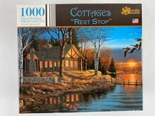 Papercity Puzzles 1000 Piece Jigsaw Puzzle COTTAGES "REST STOP" 18" x 25" Sealed