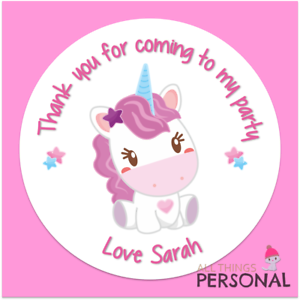 Heart Shaped UNICORN Birthday Party Thank You Stickers Party Bags Sweet Cones