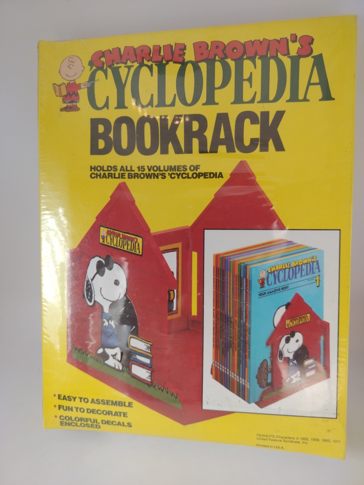 Vintage Charlie Brown’s Cyclopedia Bookrack Sealed Peanuts Snoopy 1970s NO BOOKS