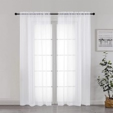 Sheer Curtains 72 Inch Length 2 Panels, Light 42"W x 72"L Pack of 2 White