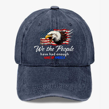 We The People Patriotic Eagle Washed Hat USA Flag Freedom America Baseball Cap