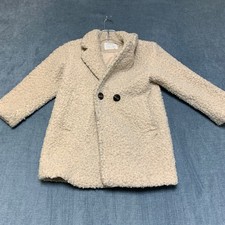 Cappotto Zara Sherpa Pile Teddy Donna 6 Beige Doppiopetto Tacca Bavero Accogliente