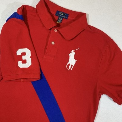 Polo Ralph Lauren Big Pony Captain 3 Shirt Boys Sz XL 18-20 Red