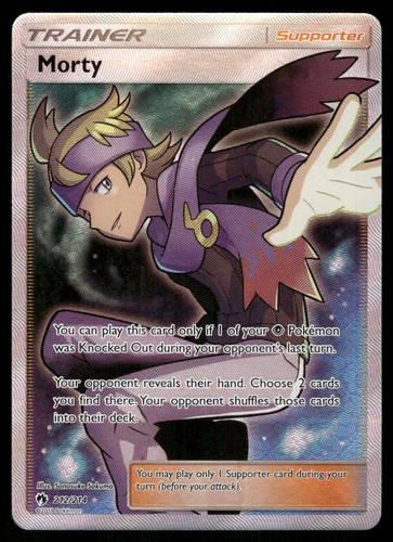 Morty 212/214 SM Lost Thunder Full Art Ultra Rare Pokemon Card - NM