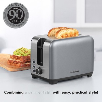 Silber 2 Scheiben Toaster 930W Frühstücksmaschine Pop Up Brot Laib Toaster Maschine
