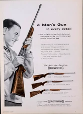 Browning Rifles Original 1957 Vintage Print Ad Wall Art
