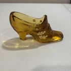 Hand Painted Fenton Glass Amber Glass Slipper