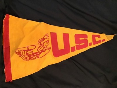 Vintage 1950s/60's USC Trojans College Soft Felt Pennant Full Size 12 X 30''  