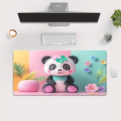 40*90cm Extra Large (XXL) Non-Slip Desk Pad & Mouse Pad - Cute Panda with Floral