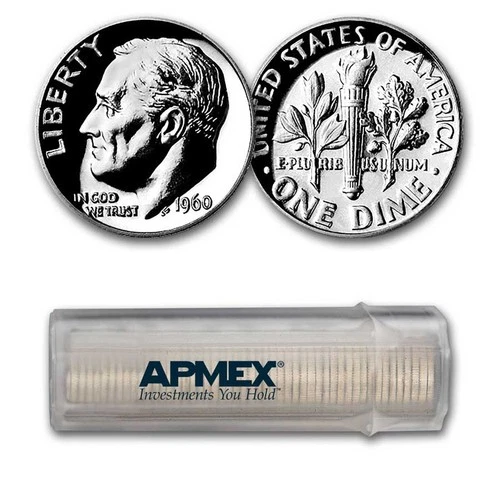 1960 Roosevelt Dime 50-Coin Roll Proof