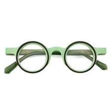 Retro 36mm Round Two-Tone Acetate Frame Glasses For Women Men Flexible Eyewear