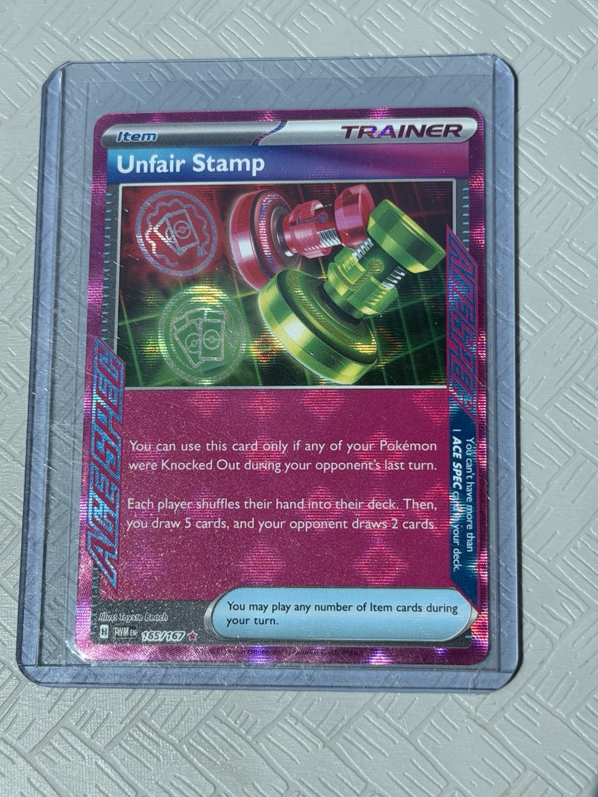 Unfair Stamp 165/167 ACE SPEC Rare Twilight Masquerade Pokemon Holo Near Mint
