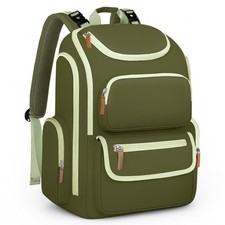 Waterproof Large Capacity Diaper Bag Backpack for Travel, Green Brown