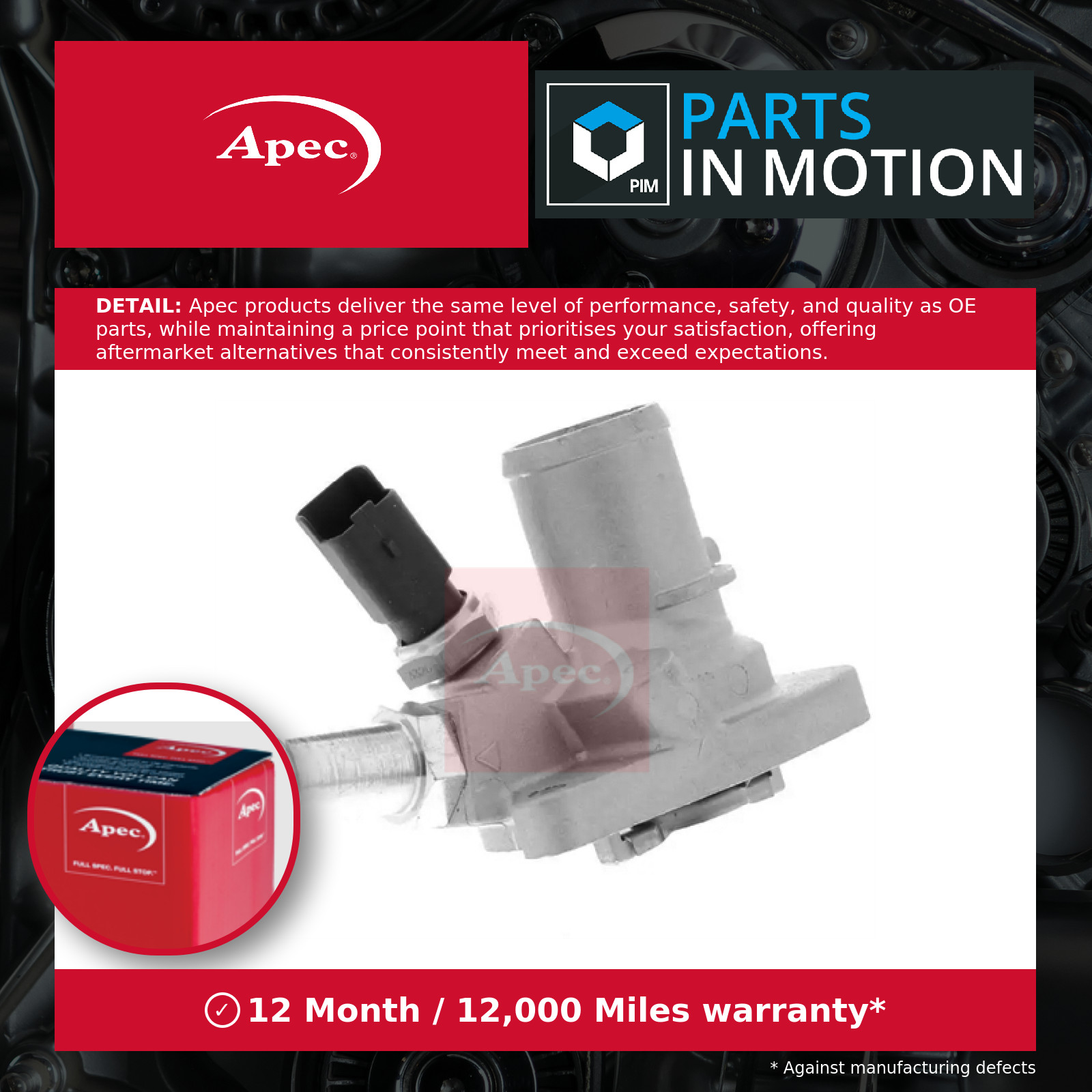 Coolant Thermostat fits FIAT PANDA 169AXE1B 1.4 2006 on 169A3.000 Apec Quality - Image 16
