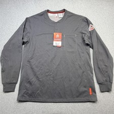 Bulwark FR Henley Shirt Mens Large Gray IQ Series FR CAT2 Long Sleeve Workwear