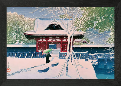 Ukiyo e JOZOJI Tempel gerahmtes Wandbild Poster Leinwanddruck Bild