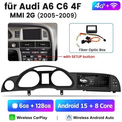 8.8'' radio +DAB Für Audi A6 C6 4F MMI 2G 2005-2009 Autoradio DVR Android Carplay