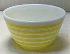 White with Yellow Stripes Pyrex #401 Mixing Bowl 1 1/2 Pt 1965-67