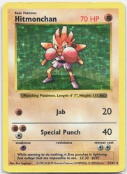 Hitmonchan 7/102 Base Set Shadowless Holo Rare