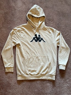 Kappa Hoodie Mens Apparel Size Large Tan Beige W/ Black & White Logo Sweatshirt