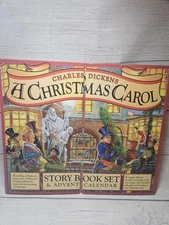 Dickens' A Christmas Carol Story Book Set & Advent Calendar - 1995-NEW OLD STOCK