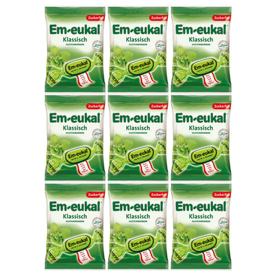 9 x Em eukal Klassisch Hustenbons Menthol Zuckerfrei 75 g