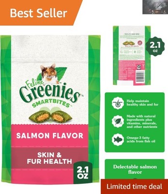Natural Crunchy & Soft Salmon Cat Treats - 2.1 oz Pack, Guilt-Free Rewards