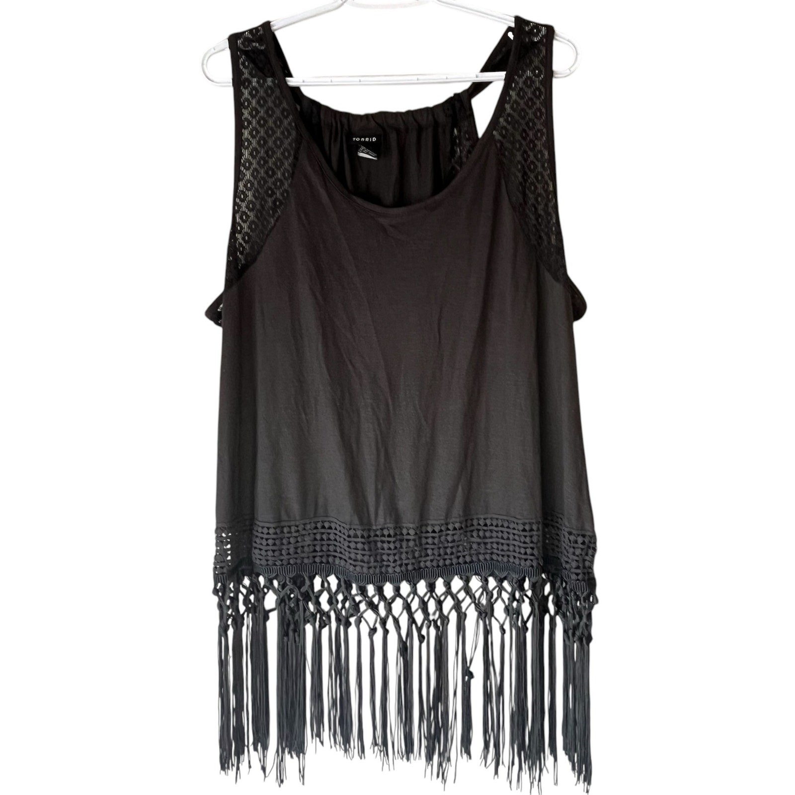 Torrid Black Lace & Braided Detail Tank Top Size 1