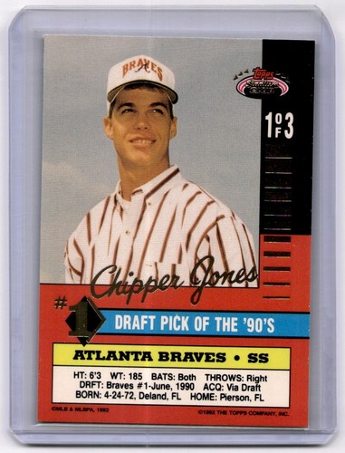 1992 Stadium Club First Draft Picks Chipper Jones Atlanta Braves #1 - Foto 2 di 2