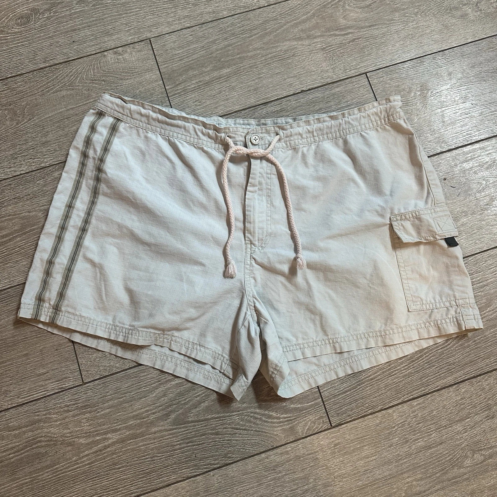 Vintage 90s Y2K Old Navy Track Gym Shorts L Mini Shorties Striped Skate Surf 99