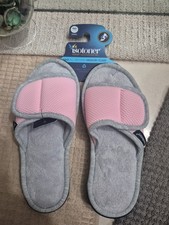 Isotoner Slippers Womens 7.5-8 Slip On Slides Pink Comfort Open Toe Adjustable