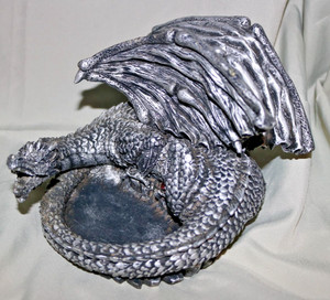 Faux Pewter Dragon Trinket Dish or DnD Dice Holder