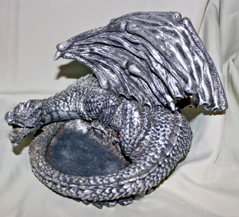 Faux Pewter Dragon Trinket Dish or DnD Dice Holder