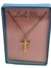   Little Miss  Vintage Child Jewelry Yellow Cross Necklace