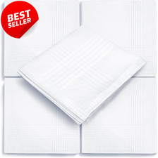 5 Pack Men's Handkerchiefs 100 Soft Cotton 16x16 White Classic Hankies - US