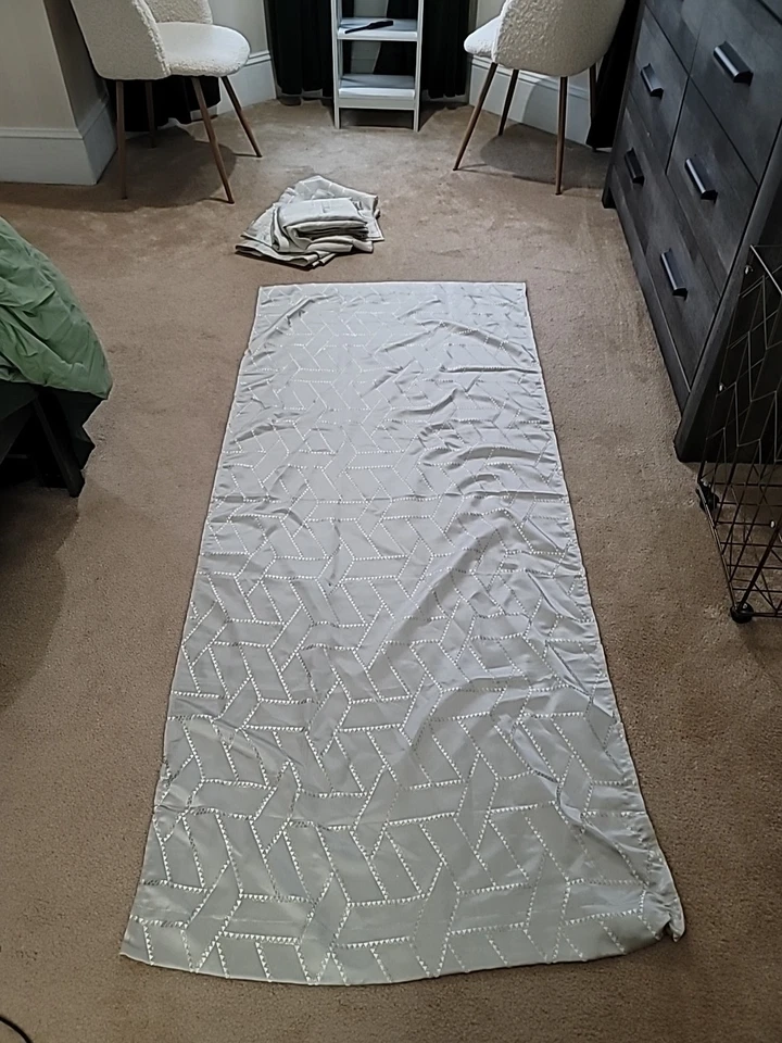 Set Of 6 Panel Golden Abstract Textured Rod Pocket Curtains 36x80 - Image 2 of 4